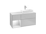 Villeroy und Boch Finion Waschtischunterschrank G801MTGJ 120cm, Abdeckplatte white matt, Emotion, Regale White matt lacquer, Light grey matt