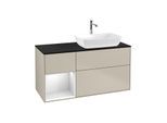 Villeroy und Boch Finion Waschtischunterschrank F802MTHH 120cm, Abdeckplatte black matt, Regale White matt lacquer, Sand Matt Lacquer