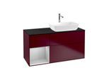 Villeroy und Boch Finion Waschtischunterschrank G802GJHB 120cm, Abdeckplatte black matt, Emotion, Regale Light grey matt lacquer, Peony Matt