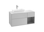 Villeroy und Boch Finion Waschtischunterschrank F811GKGJ 120cm, Abdeckplatte white matt, Regale Anthracite matt lacquer, Light grey matt