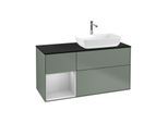 Villeroy und Boch Finion Waschtischunterschrank G802GJGM 120cm, Abdeckplatte black matt, Emotion, Regale Light grey matt lacquer, Olive Matt Lacquer