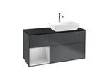 Villeroy und Boch Finion Waschtischunterschrank F802GJHG 120cm, Abdeckplatte black matt, Regale Light grey matt lacquer, Midnight Blue Matt Lacquer