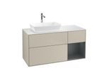 Villeroy und Boch Finion Waschtischunterschrank F811HGHH 120cm, Abdeckplatte white matt, Regale Midnight matt lacquer, Sand Matt Lacquer