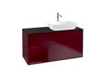 Villeroy und Boch Finion Waschtischunterschrank F802HBHB 120cm, Abdeckplatte black matt, Regale Peony matt lacquer, Peony Matt
