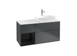 Villeroy und Boch Finion Waschtischunterschrank G801PHHG 120cm, Abdeckplatte white matt, Emotion, Regale Glossy black lacquer, Midnight Blue Matt Lacquer