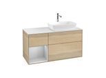 Villeroy und Boch Finion Waschtischunterschrank G801GJPC 120cm, Abdeckplatte white matt, Emotion, Regale Light grey matt lacquer, Oak Veneer