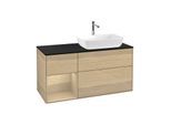 Villeroy und Boch Finion Waschtischunterschrank G802PCPC 120cm, Abdeckplatte black matt, Emotion, Regale Oak Veneer, Oak Veneer