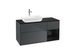 Villeroy und Boch Finion Waschtischunterschrank G812PHHG 120cm, Abdeckplatte black matt, Emotion, Regale Glossy black lacquer, Midnight Blue Matt Lacquer