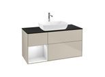 Villeroy und Boch Finion Waschtischunterschrank F822MTHH 120cm, Abdeckplatte black matt, Regale White matt lacquer, Sand Matt Lacquer