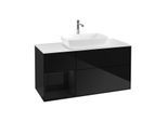 Villeroy und Boch Finion Waschtischunterschrank F821PHPH 120cm, Abdeckplatte white matt, Regale Glossy black lacquer, Glossy Black Lacquer