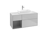 Villeroy und Boch Finion Waschtischunterschrank F821GKGJ 120cm, Abdeckplatte white matt, Regale Anthracite matt lacquer, Light grey matt