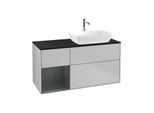 Villeroy und Boch Finion Waschtischunterschrank F802HGGJ 120cm, Abdeckplatte black matt, Regale Midnight matt lacquer, Light grey matt