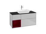 Villeroy und Boch Finion Waschtischunterschrank F822HBGJ 120cm, Abdeckplatte black matt, Regale Peony matt lacquer, Light grey matt