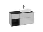 Villeroy und Boch Finion Waschtischunterschrank F802PHGJ 120cm, Abdeckplatte black matt, Regale Glossy black lacquer, Light grey matt