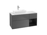 Villeroy und Boch Finion Waschtischunterschrank F811PHGK 120cm, Abdeckplatte white matt, Regale Glossy black lacquer, Anthracite matt