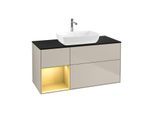 Villeroy und Boch Finion Waschtischunterschrank F822HFHH 120cm, Abdeckplatte black matt, Regale Gold matt lacquer, Sand Matt Lacquer