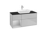 Villeroy und Boch Finion Waschtischunterschrank F822GJGJ 120cm, Abdeckplatte black matt, Regale Light grey matt lacquer, Light grey matt