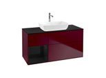 Villeroy und Boch Finion Waschtischunterschrank F822PHHB 120cm, Abdeckplatte black matt, Regale Glossy black lacquer, Peony Matt