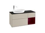 Villeroy und Boch Finion Waschtischunterschrank G932HBHH 120cm, Abdeckplatte black matt, Emotion, Regale Peony matt lacquer, Sand Matt Lacquer