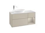 Villeroy und Boch Finion Waschtischunterschrank G931HHHH 120cm, Abdeckplatte white matt, Emotion, Regale sand matt lacquer, Sand Matt Lacquer