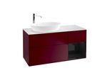 Villeroy und Boch Finion Waschtischunterschrank F931PHHB 120cm, Abdeckplatte white matt, Regale Glossy black lacquer, Peony Matt