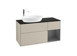 Villeroy und Boch Finion Waschtischunterschrank G932GKHH 120cm, Abdeckplatte black matt, Emotion, Regale Anthracite matt lacquer, Sand Matt Lacquer