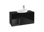 Villeroy und Boch Finion Waschtischunterschrank F942GKPH 120cm, Abdeckplatte black matt, Regale Anthracite matt lacquer, Glossy Black Lacquer