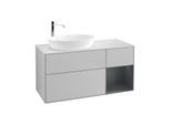 Villeroy und Boch Finion Waschtischunterschrank G931HGGJ 120cm, Abdeckplatte white matt, Emotion, Regale Midnight matt lacquer, Light grey matt