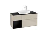 Villeroy und Boch Finion Waschtischunterschrank F942PDHH 120cm, Abdeckplatte black matt, Regale Black matt lacquer, Sand Matt Lacquer