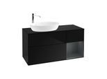 Villeroy und Boch Finion Waschtischunterschrank G932HGPH 120cm, Abdeckplatte black matt, Emotion, Regale Midnight matt lacquer, Glossy Black Lacquer