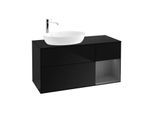 Villeroy und Boch Finion Waschtischunterschrank F932GKPH 120cm, Abdeckplatte black matt, Regale Anthracite matt lacquer, Glossy Black Lacquer