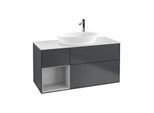 Villeroy und Boch Finion Waschtischunterschrank F941GJHG 120cm, Abdeckplatte white matt, Regale Light grey matt lacquer, Midnight Blue Matt Lacquer
