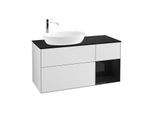 Villeroy und Boch Finion Waschtischunterschrank G932PHMT 120cm, Abdeckplatte black matt, Emotion, Regale Glossy black lacquer, White matt lacquer