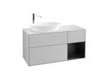 Villeroy und Boch Finion Waschtischunterschrank G931PDGJ 120cm, Abdeckplatte white matt, Emotion, Regale Black matt lacquer, Light grey matt