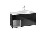 Villeroy und Boch Finion Waschtischunterschrank F941GJPD 120cm, Abdeckplatte white matt, Regale Light grey matt lacquer, Black matt lacquer
