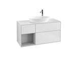 Villeroy und Boch Finion Waschtischunterschrank F941GJMT 120cm, Abdeckplatte white matt, Regale Light grey matt lacquer, White matt lacquer