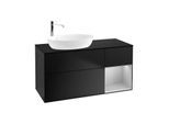 Villeroy und Boch Finion Waschtischunterschrank F932GJPD 120cm, Abdeckplatte black matt, Regale Light grey matt lacquer, Black matt lacquer
