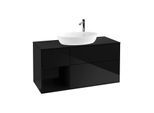 Villeroy und Boch Finion Waschtischunterschrank F942PHPH 120cm, Abdeckplatte black matt, Regale Glossy black lacquer, Glossy Black Lacquer