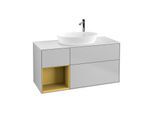 Villeroy und Boch Finion Waschtischunterschrank F941HFGJ 120cm, Abdeckplatte white matt, Regale Gold matt lacquer, Light grey matt