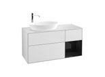 Villeroy und Boch Finion Waschtischunterschrank G931PHMT 120cm, Abdeckplatte white matt, Emotion, Regale Glossy black lacquer, White matt lacquer