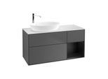 Villeroy und Boch Finion Waschtischunterschrank F931PDGK 120cm, Abdeckplatte white matt, Regale Black matt lacquer, Anthracite matt