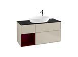 Villeroy und Boch Finion Waschtischunterschrank F942HBHH 120cm, Abdeckplatte black matt, Regale Peony matt lacquer, Sand Matt Lacquer