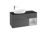 Villeroy und Boch Finion Waschtischunterschrank G932GJGK 120cm, Abdeckplatte black matt, Emotion, Regale Light grey matt lacquer, Anthracite matt
