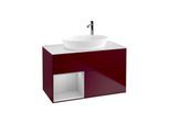 Villeroy und Boch Finion Waschtischunterschrank F891GJHB 100cm, Abdeckplatte white matt, Regale Light grey matt lacquer, Peony Matt