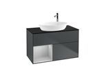 Villeroy und Boch Finion Waschtischunterschrank G892GJHG 100cm, Abdeckplatte black matt, Emotion, Regale Light grey matt lacquer, Midnight Blue Matt Lacquer