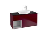 Villeroy und Boch Finion Waschtischunterschrank F942GJHB 120cm, Abdeckplatte black matt, Regale Light grey matt lacquer, Peony Matt