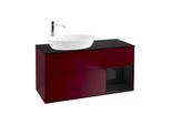 Villeroy und Boch Finion Waschtischunterschrank F932PHHB 120cm, Abdeckplatte black matt, Regale Glossy black lacquer, Peony Matt