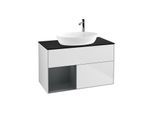Villeroy und Boch Finion Waschtischunterschrank F892HGMT 100cm, Abdeckplatte black matt, Regale Midnight matt lacquer, White matt lacquer