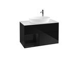 Villeroy und Boch Finion Waschtischunterschrank G891PHPH 100cm, Abdeckplatte white matt, Emotion, Regale Glossy black lacquer, Glossy Black Lacquer