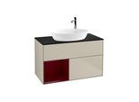 Villeroy und Boch Finion Waschtischunterschrank G892HBHH 100cm, Abdeckplatte black matt, Emotion, Regale Peony matt lacquer, Sand Matt Lacquer